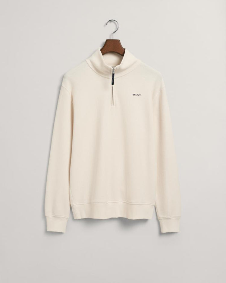 Gant Apparel Mens WAFFLE TEXTURE HALF ZIP 130/CREAM
