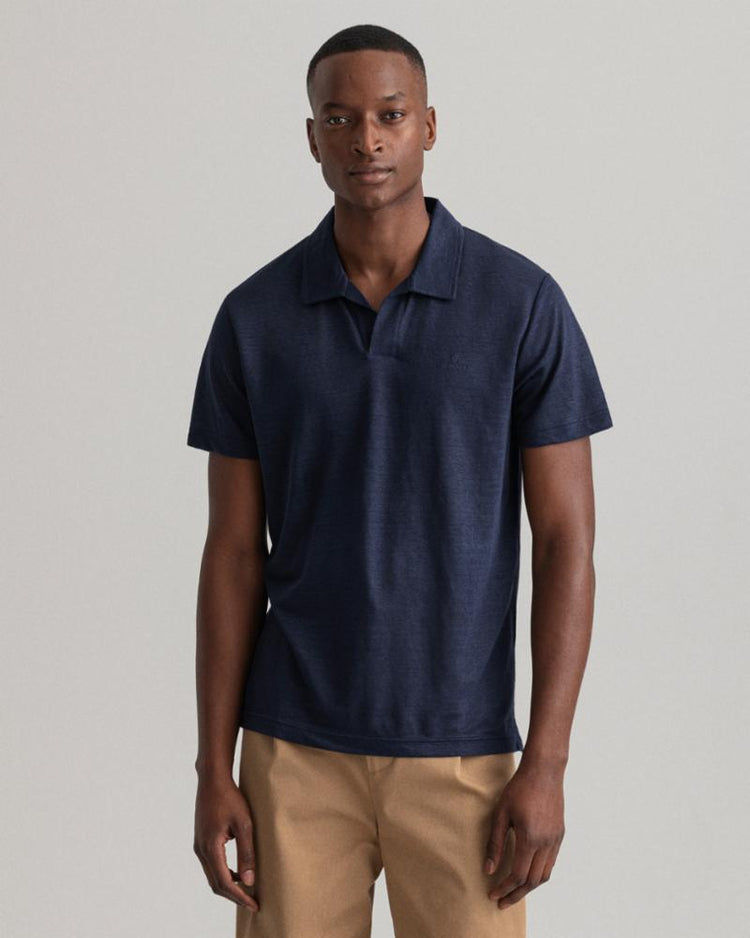 Gant Apparel Mens LINEN SS RUGGER 433/EVENING BLUE