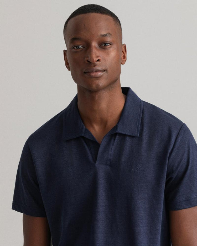 Gant Apparel Mens LINEN SS RUGGER 433/EVENING BLUE