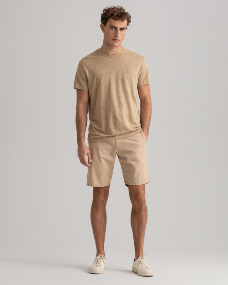 Gant Apparel Mens LINEN SS T-SHIRT 248/DARK KHAKI