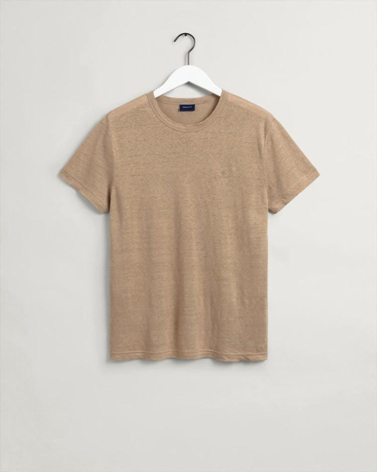 Gant Apparel Mens LINEN SS T-SHIRT 248/DARK KHAKI