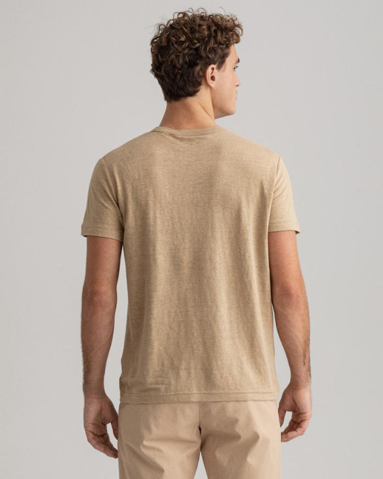 Gant Apparel Mens LINEN SS T-SHIRT 248/DARK KHAKI