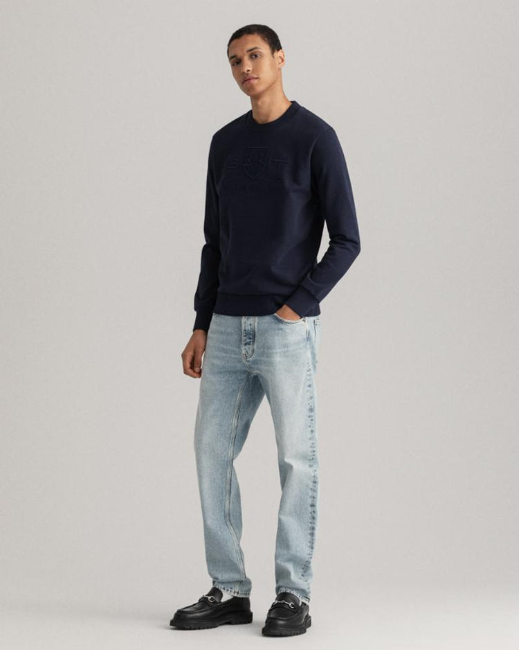 Gant Apparel Mens TONAL ARCHIVE SHIELD C-NECK SWEAT 433/EVENING BLUE