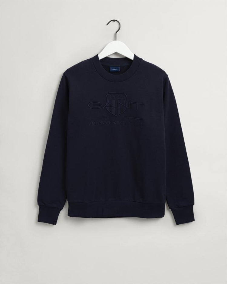Gant Apparel Mens TONAL ARCHIVE SHIELD C-NECK SWEAT 433/EVENING BLUE