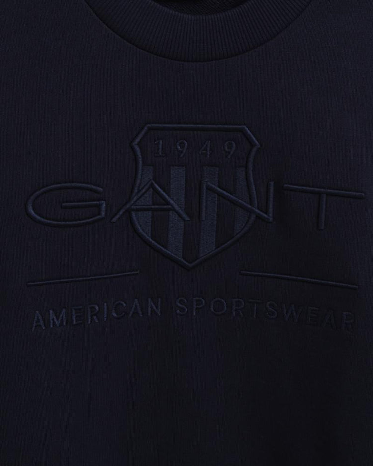 Gant Apparel Mens TONAL ARCHIVE SHIELD C-NECK SWEAT 433/EVENING BLUE