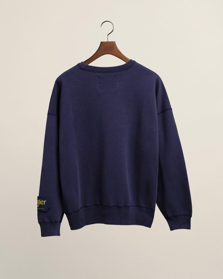 Gant Apparel Mens W. UNISEX SWEAT WITH BADGE 433/EVENING BLUE