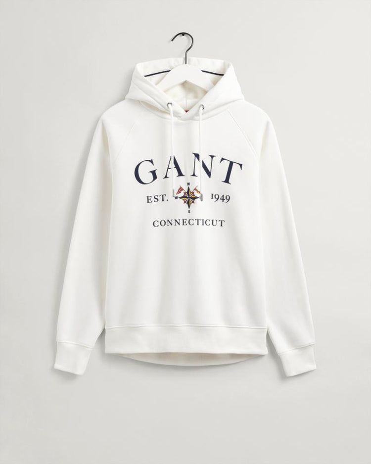 Gant Apparel Mens D1. GANT SAILING SWEAT HOODIE 113/EGGSHELL
