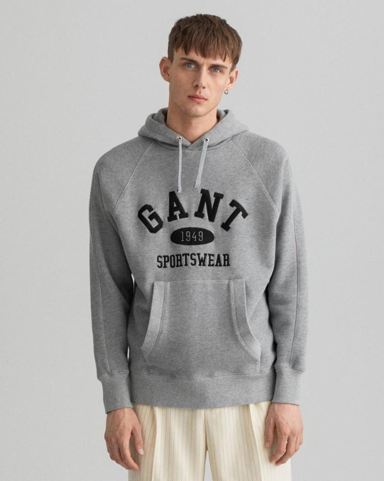 Gant Apparel Mens COLLEGIATE SWEAT HOODIE 93/GREY MELANGE
