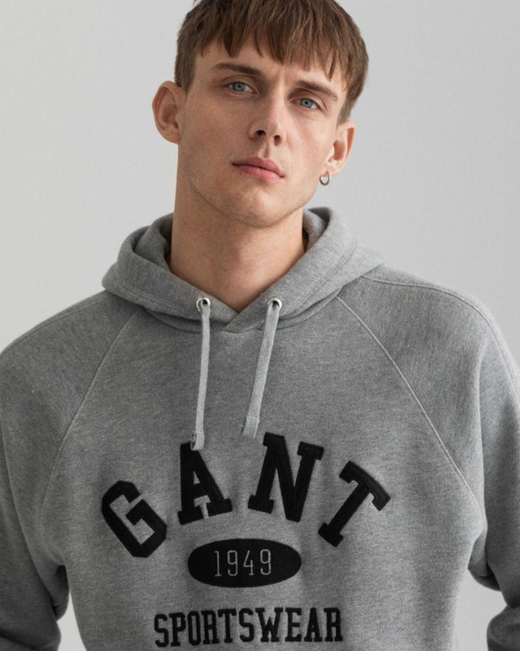 Gant Apparel Mens COLLEGIATE SWEAT HOODIE 93/GREY MELANGE