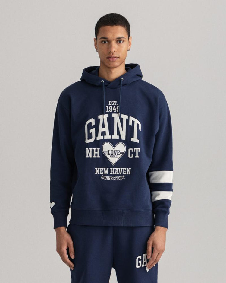 Gant Apparel Mens CV. UNISEX COLLEGIATE HEART HOODIE 409/CLASSIC BLUE