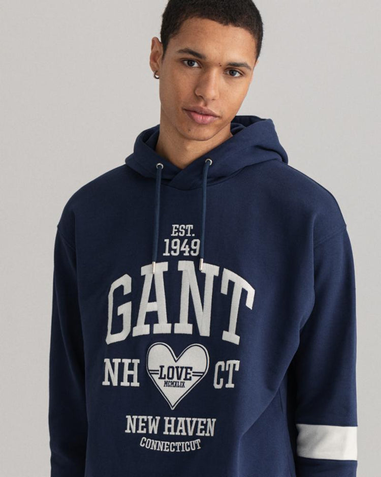 Gant Apparel Mens CV. UNISEX COLLEGIATE HEART HOODIE 409/CLASSIC BLUE