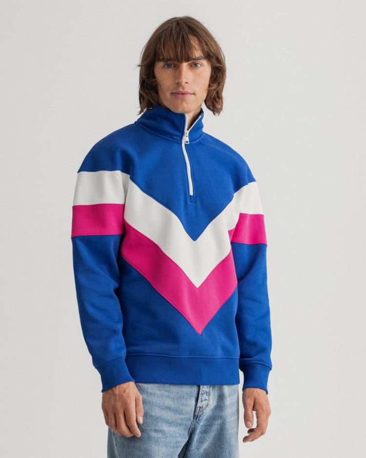 Gant Apparel Mens V-STRIPE TIGER HALF ZIP SWEAT 436/COLLEGE BLUE