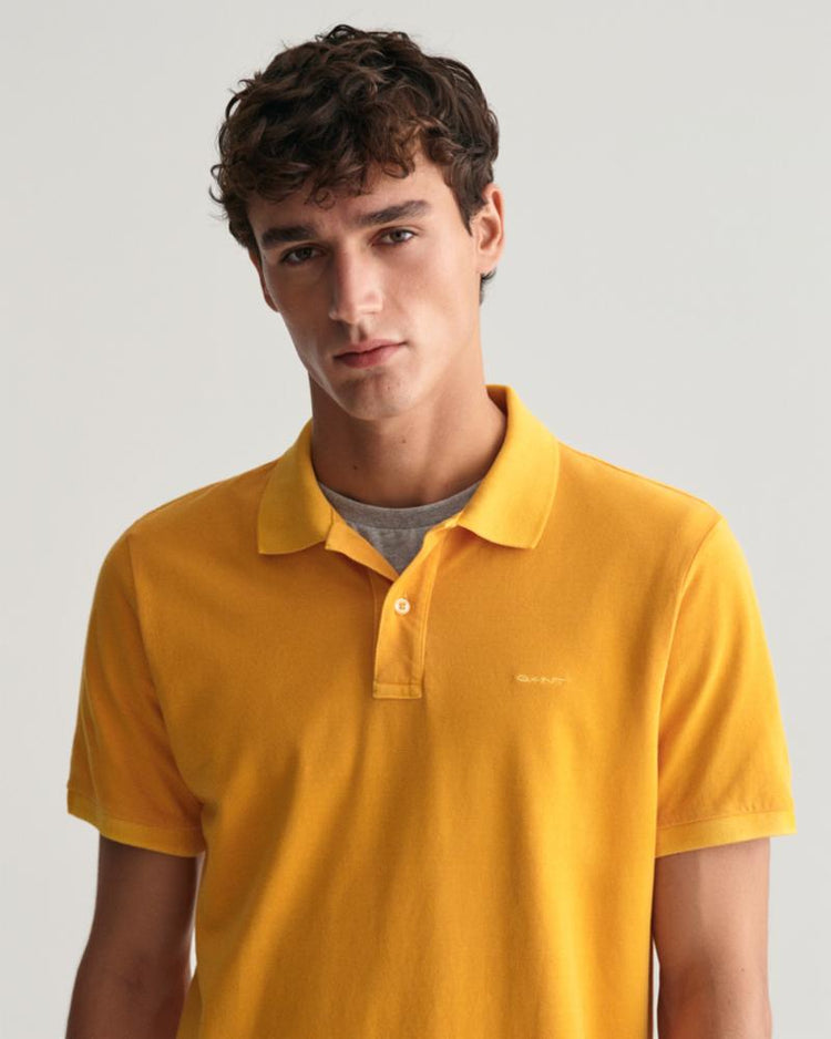 Gant Apparel Mens SUNFADED PIQUE SS RUGGER 779/MEDAL YELLOW