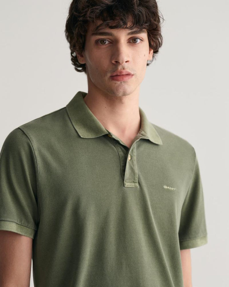 Gant Apparel Mens SUNFADED PIQUE SS RUGGER 313/PINE GREEN