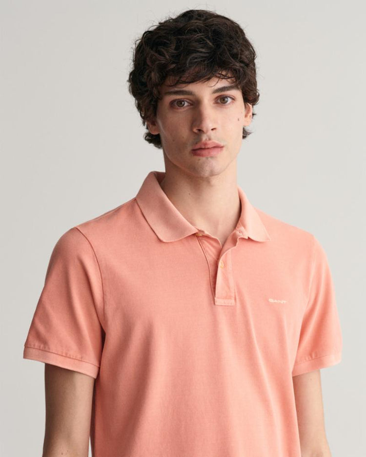 Gant Apparel Mens SUNFADED PIQUE SS RUGGER 624/PEACHY PINK