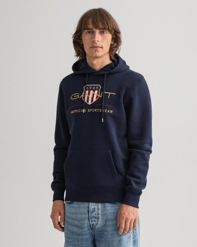 Gant Apparel Mens ARCHIVE SHIELD HOODIE 433/EVENING BLUE