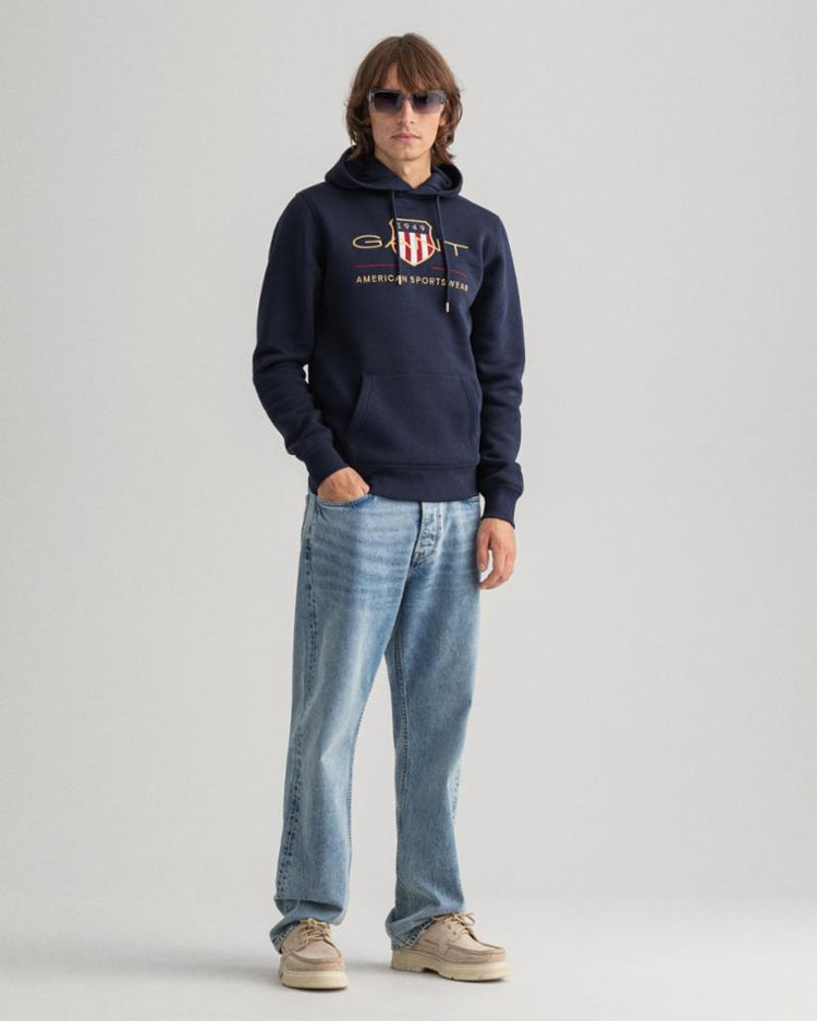 Gant Apparel Mens ARCHIVE SHIELD HOODIE 433/EVENING BLUE