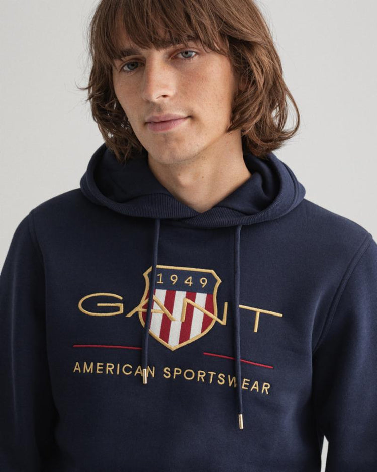 Gant Apparel Mens ARCHIVE SHIELD HOODIE 433/EVENING BLUE