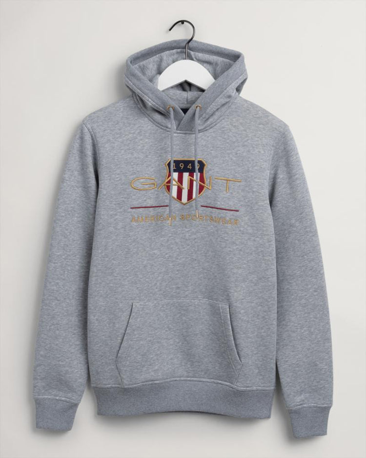 Gant Apparel Mens ARCHIVE SHIELD HOODIE 93/GREY MELANGE