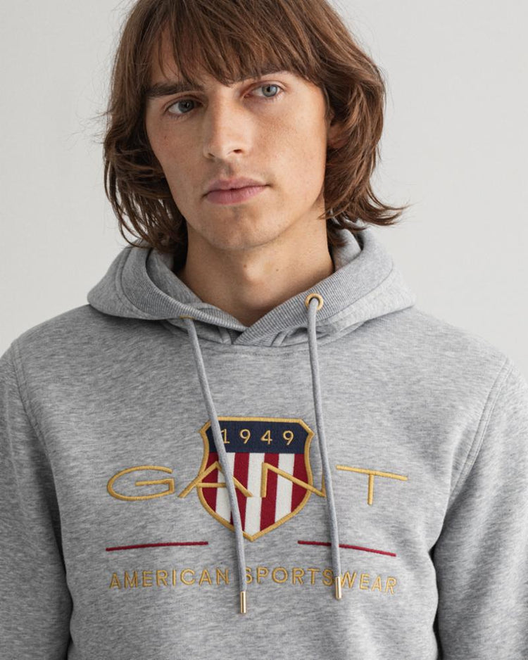 Gant Apparel Mens ARCHIVE SHIELD HOODIE 93/GREY MELANGE