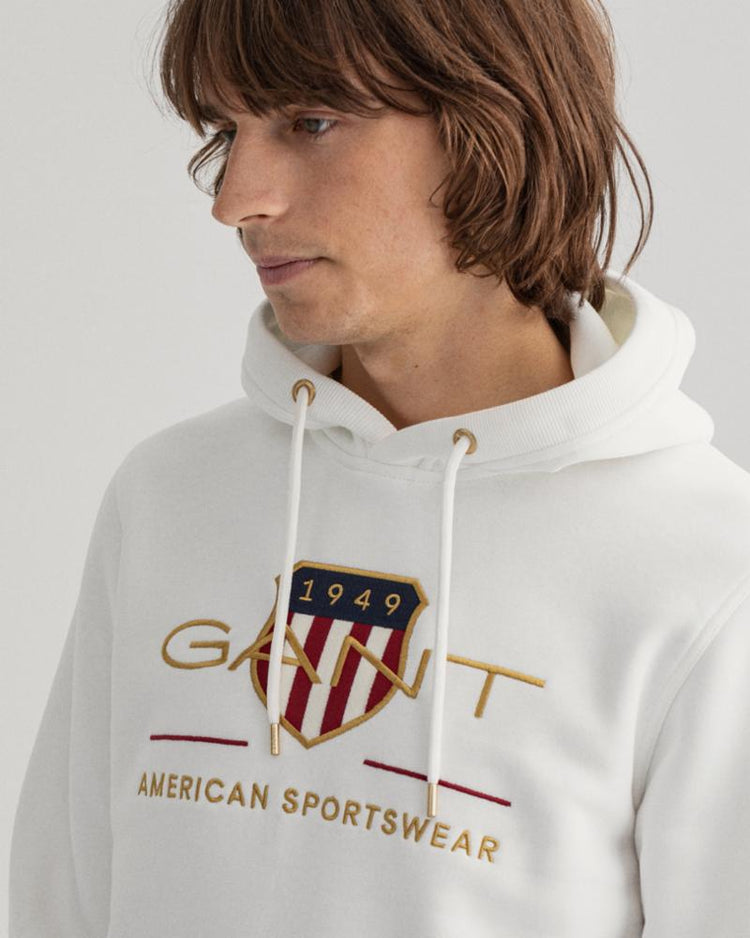 Gant Apparel Mens ARCHIVE SHIELD HOODIE 113/EGGSHELL