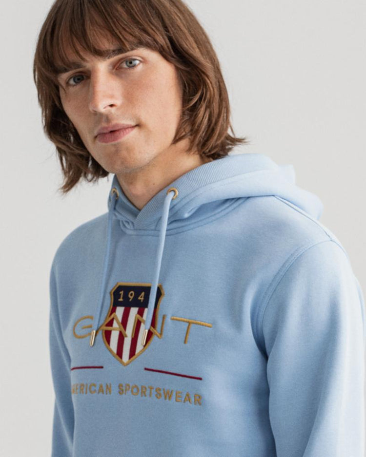 Gant Apparel Mens ARCHIVE SHIELD HOODIE 468/CAPRI BLUE
