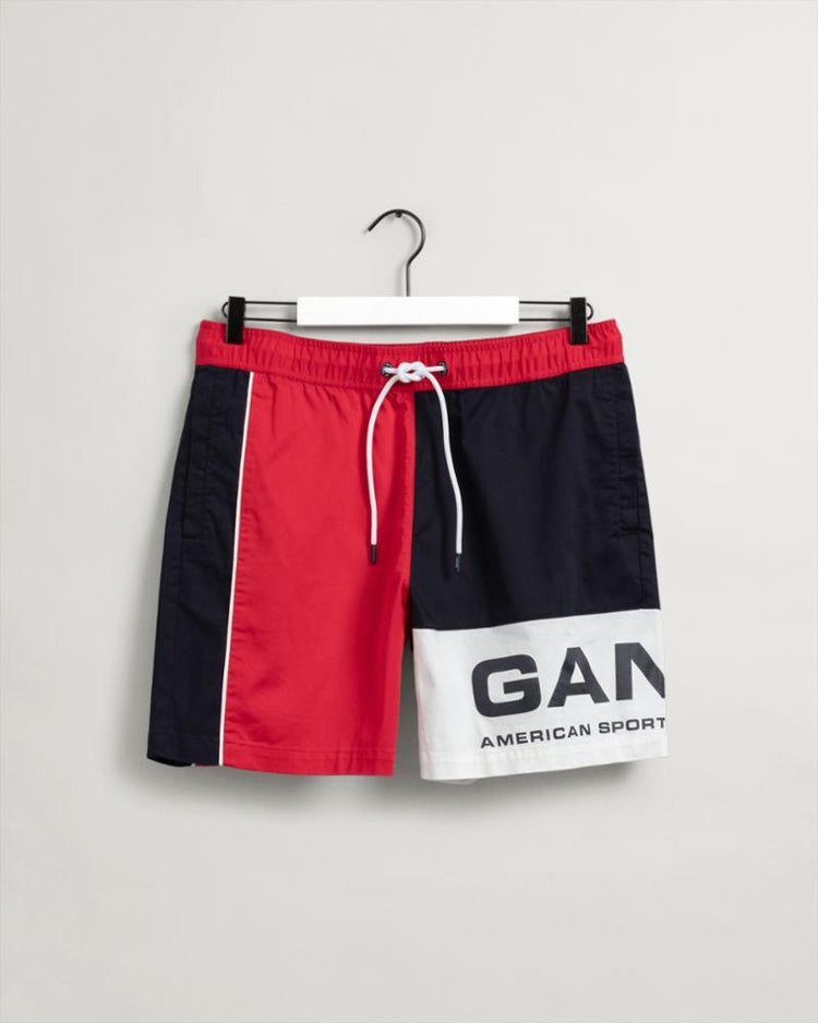Gant Apparel Mens BLOCKED RETRO SHEILD SHORTS 620/BRIGHT RED