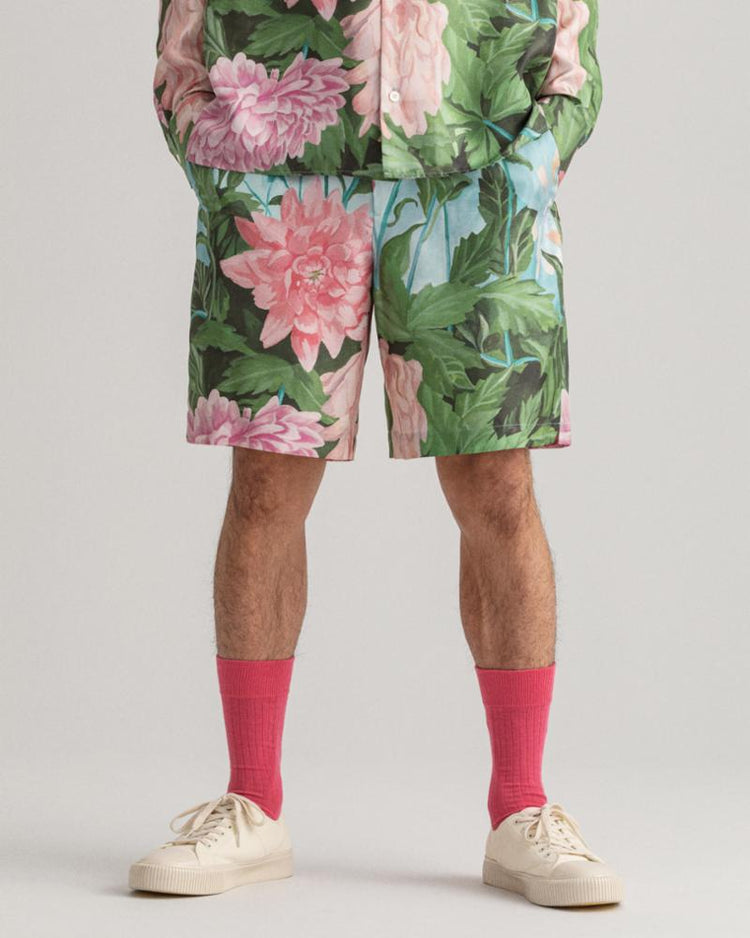 Gant Apparel Mens DAHLIA PRINT SILK SHORTS 665/RAPTURE ROSE