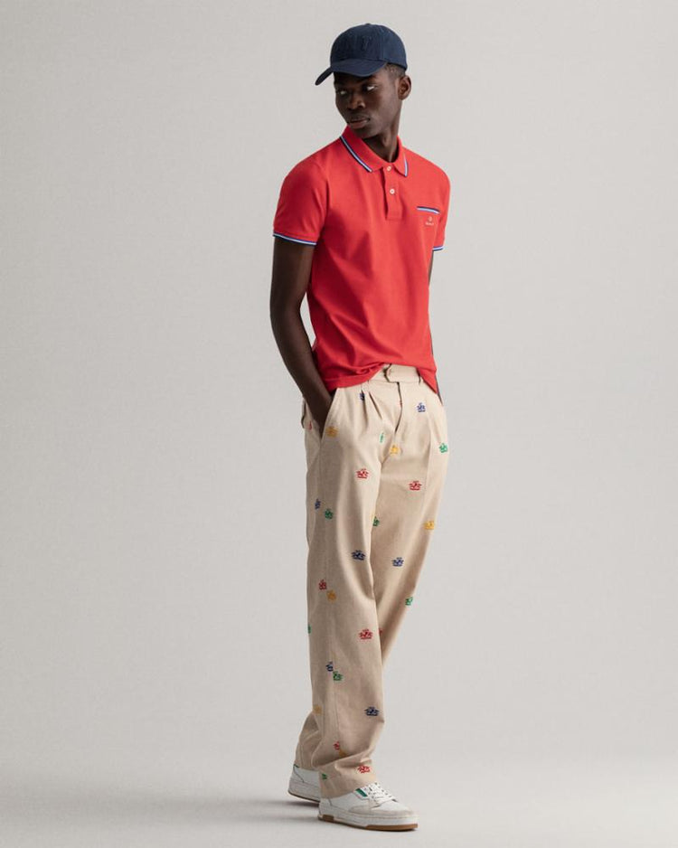 Gant Apparel Mens 3-COL TIPPING PIQUE SS RUGGER 620/BRIGHT RED