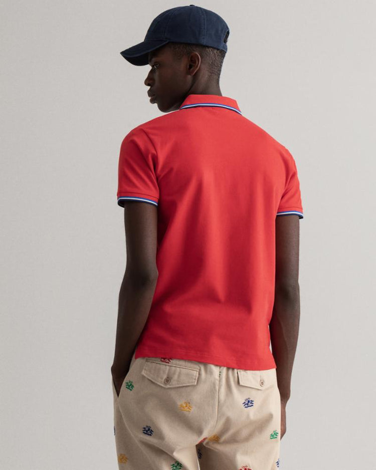 Gant Apparel Mens 3-COL TIPPING PIQUE SS RUGGER 620/BRIGHT RED