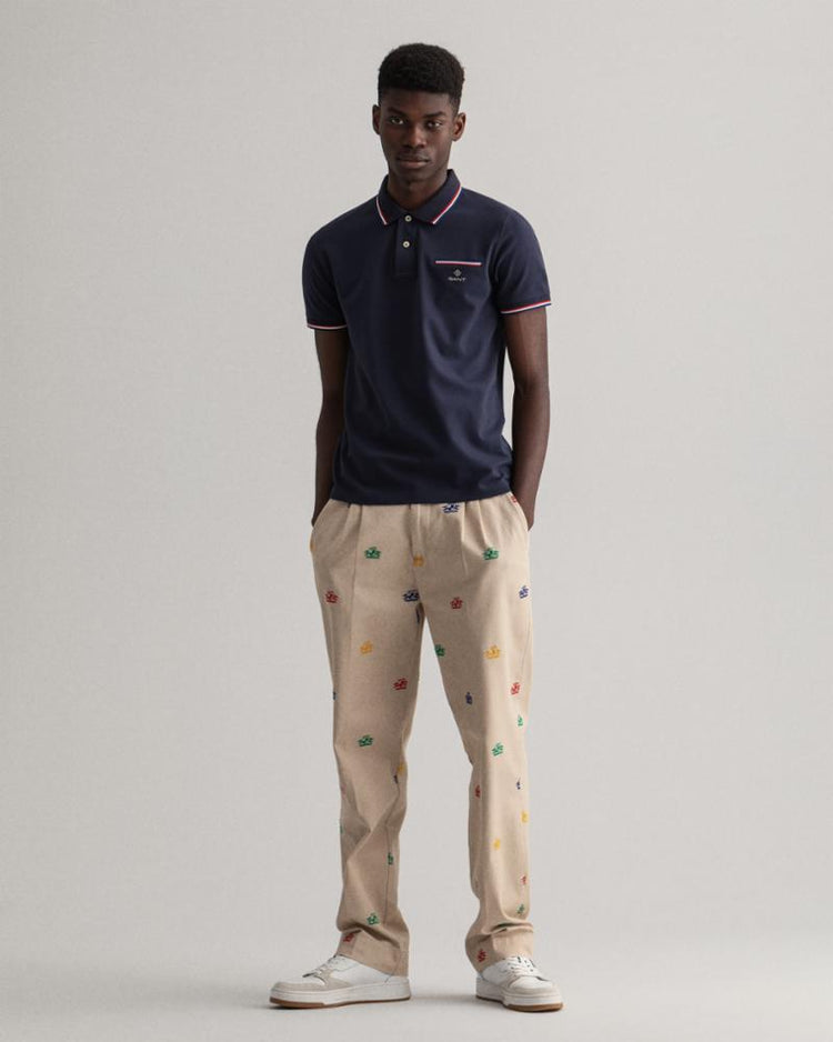 Gant Apparel Mens 3-COL TIPPING PIQUE SS RUGGER 433/EVENING BLUE