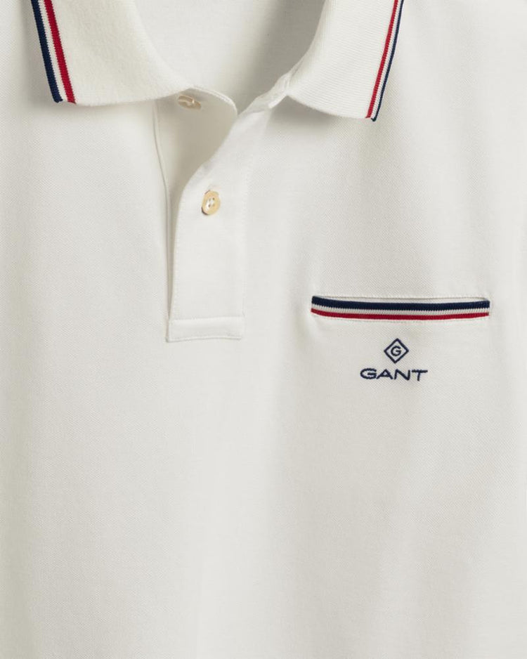 Gant Apparel Mens 3-COL TIPPING PIQUE SS RUGGER 113/EGGSHELL