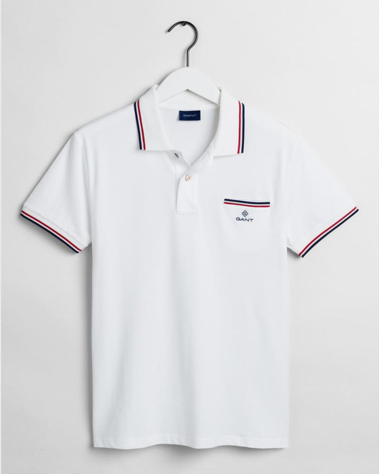 Gant Apparel Mens 3-COL TIPPING PIQUE SS RUGGER 113/EGGSHELL