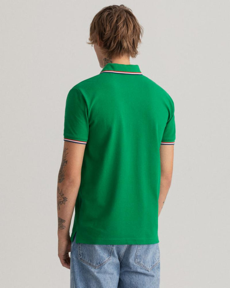 Gant Apparel Mens 3-COL TIPPING PIQUE SS RUGGER 316/LAVISH GREEN