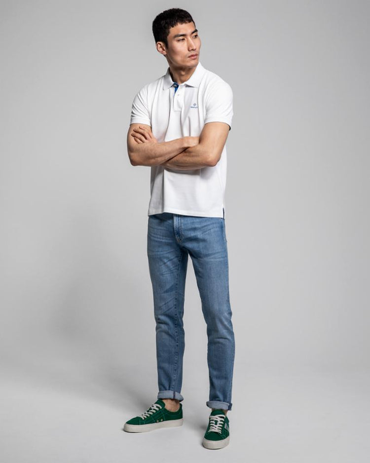 Gant Apparel Mens CONTRAST COLLAR PIQUE SS RUGGER 113/EGGSHELL