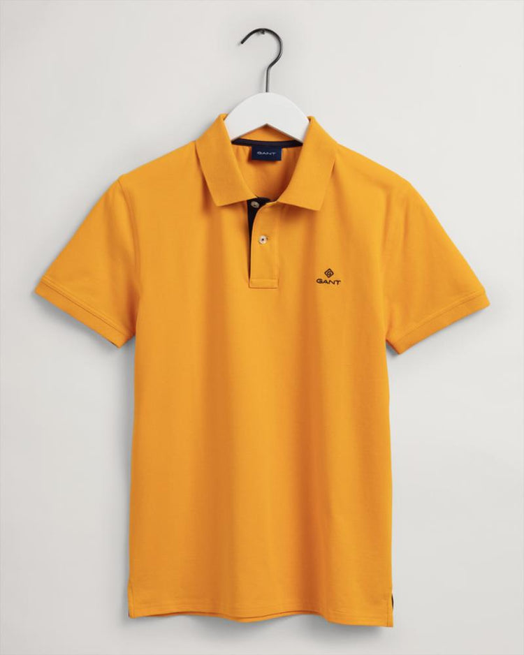 Gant Apparel Mens CONTRAST COLLAR PIQUE SS RUGGER 779/MEDAL YELLOW