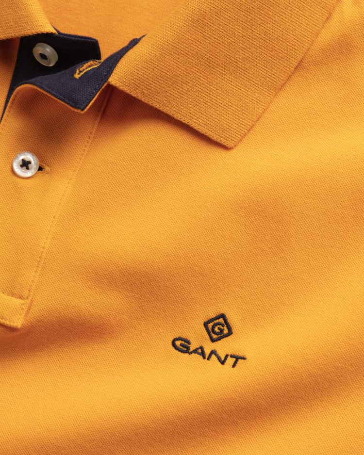 Gant Apparel Mens CONTRAST COLLAR PIQUE SS RUGGER 779/MEDAL YELLOW