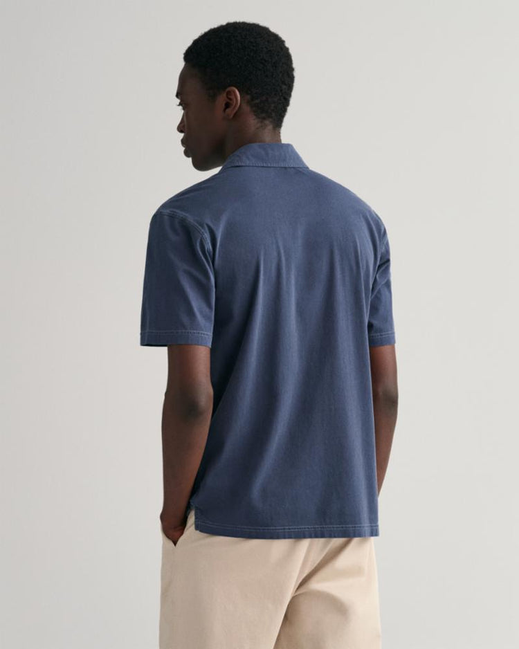 Gant Apparel Mens SOLID SUNFADED JERSEY SS RUGGER 433/EVENING BLUE