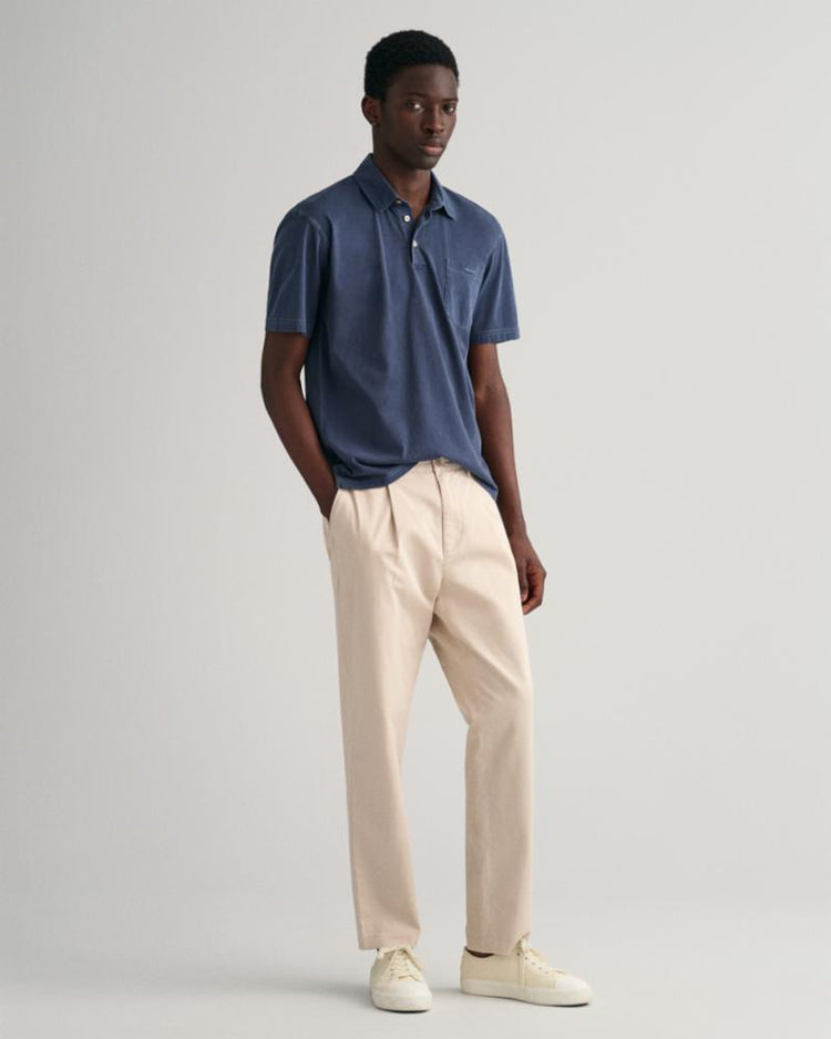 Gant Apparel Mens SOLID SUNFADED JERSEY SS RUGGER 433/EVENING BLUE