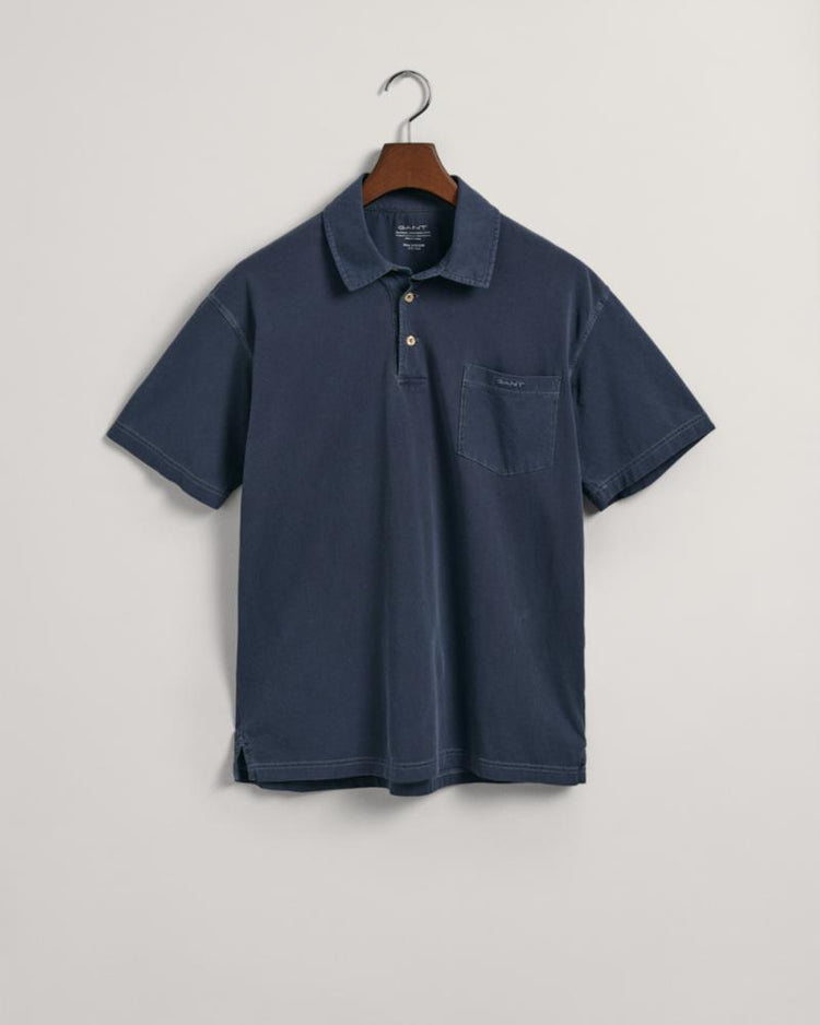 Gant Apparel Mens SOLID SUNFADED JERSEY SS RUGGER 433/EVENING BLUE