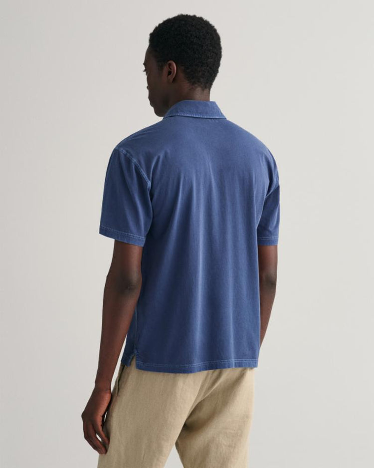 Gant Apparel Mens SOLID SUNFADED JERSEY SS RUGGER 423/PERSIAN BLUE