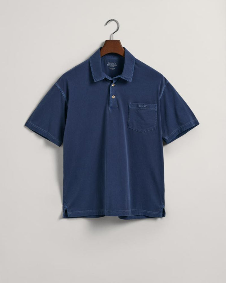 Gant Apparel Mens SOLID SUNFADED JERSEY SS RUGGER 423/PERSIAN BLUE