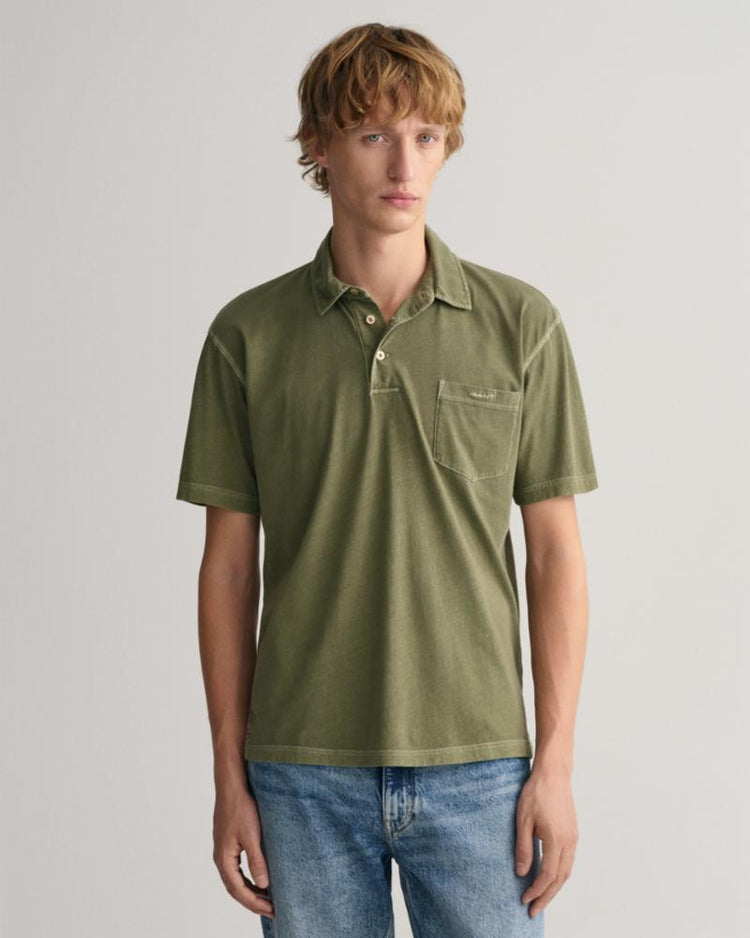 Gant Apparel Mens SOLID SUNFADED JERSEY SS RUGGER 362/KALAMATA GREEN