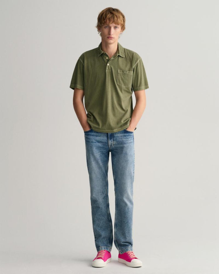 Gant Apparel Mens SOLID SUNFADED JERSEY SS RUGGER 362/KALAMATA GREEN