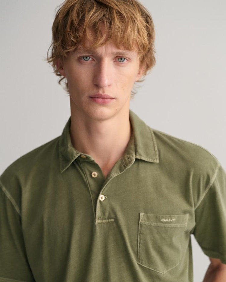 Gant Apparel Mens SOLID SUNFADED JERSEY SS RUGGER 362/KALAMATA GREEN