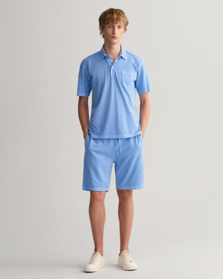 Gant Apparel Mens SOLID SUNFADED JERSEY SS RUGGER 414/GENTLE BLUE