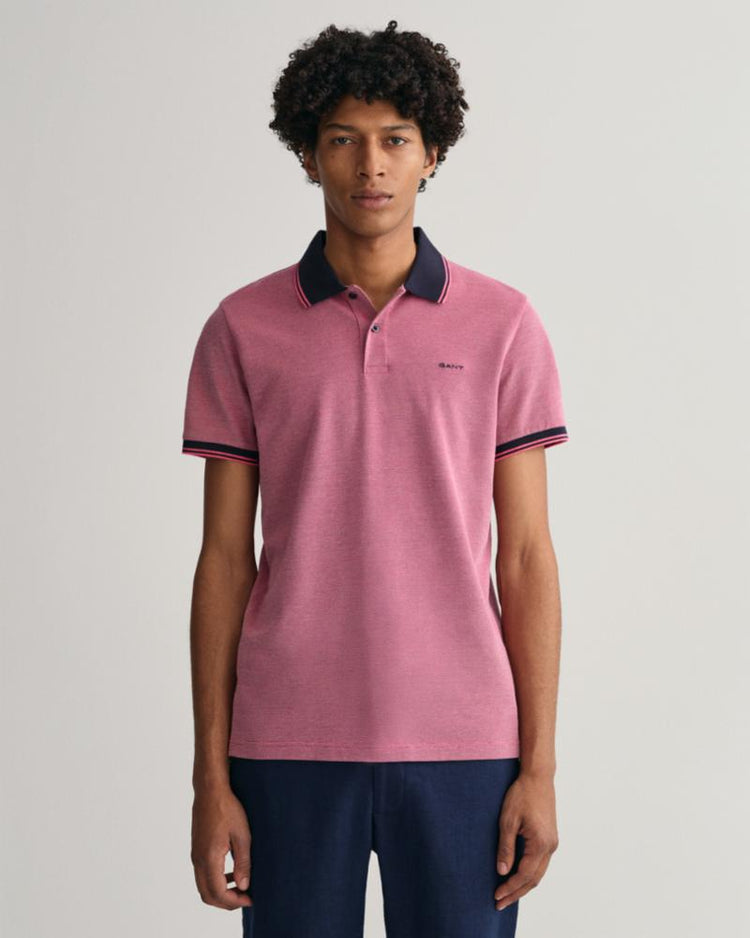 Gant Apparel Mens 4-COL OXFORD SS PIQUE 635/MAGENTA PINK