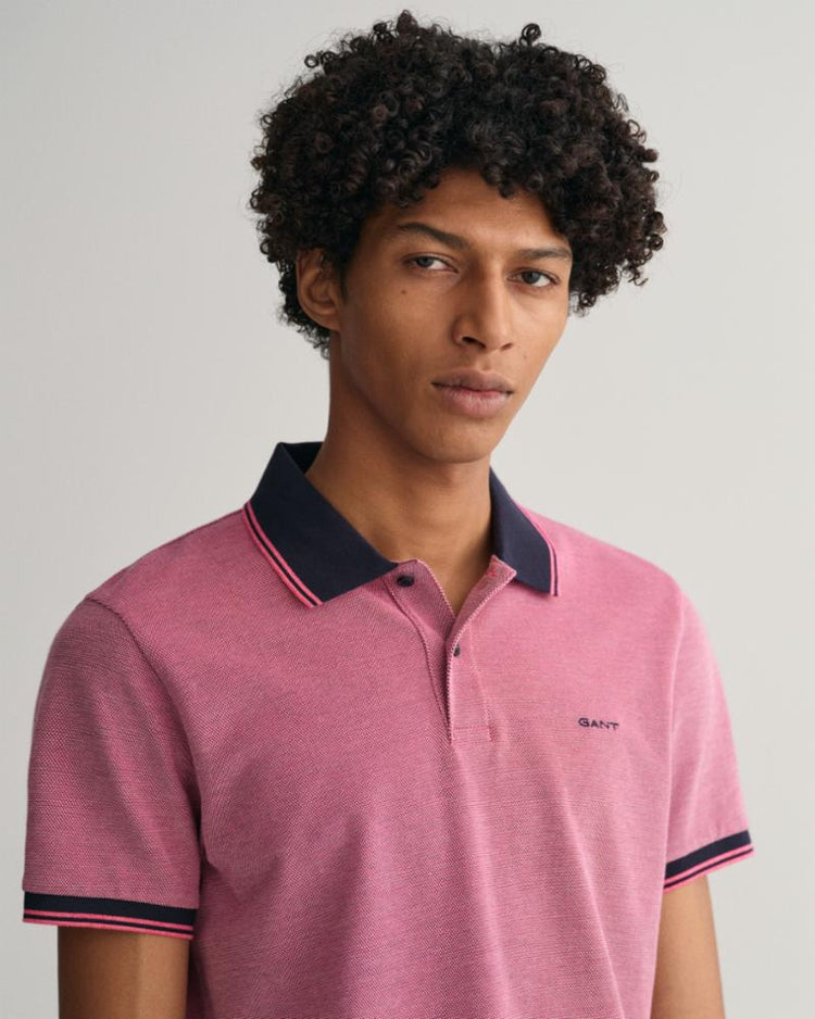 Gant Apparel Mens 4-COL OXFORD SS PIQUE 635/MAGENTA PINK