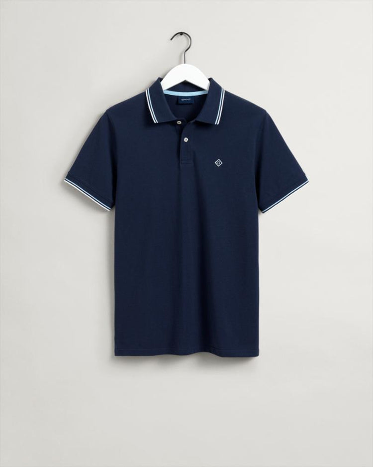 Gant Apparel Mens CONTRAST TIPPING SS RUGGER 433/EVENING BLUE