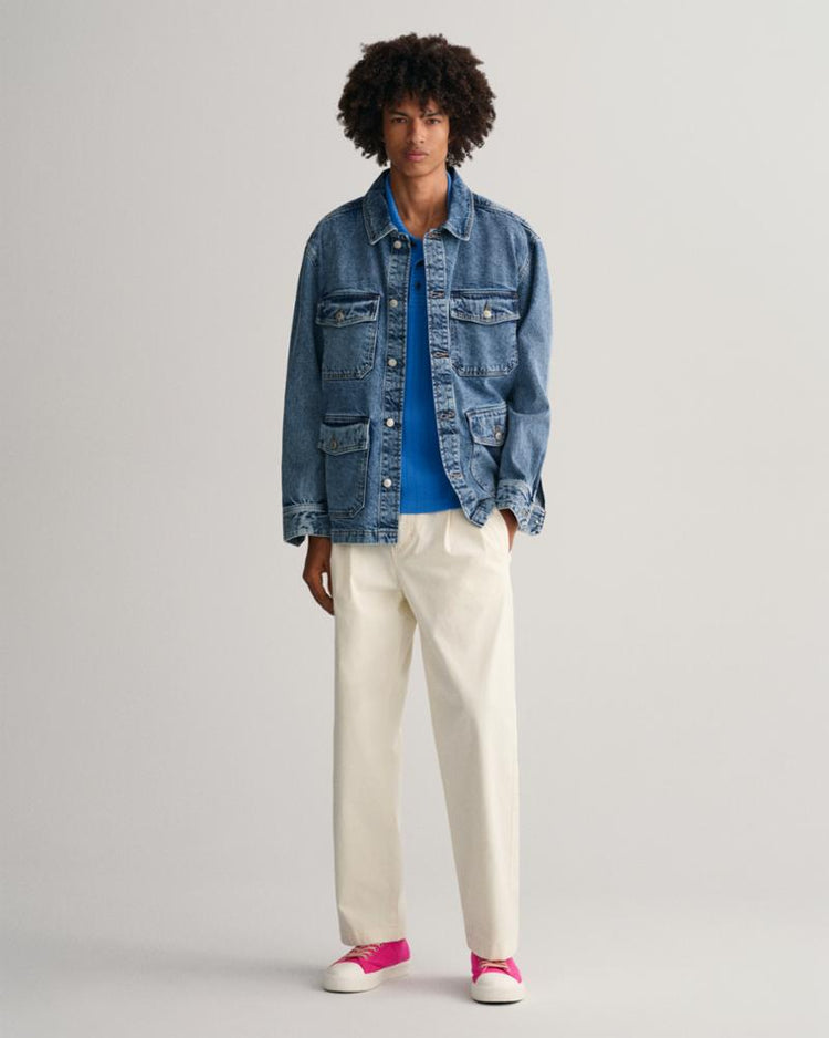 Gant Apparel Mens DROPPED NEEDLE SS PIQUE 471/DAY BLUE